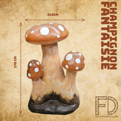 Petit champignon marron-orange 3 chapeaux