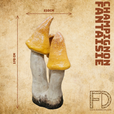 Champignon pointu jaune à points 3 chapeaux